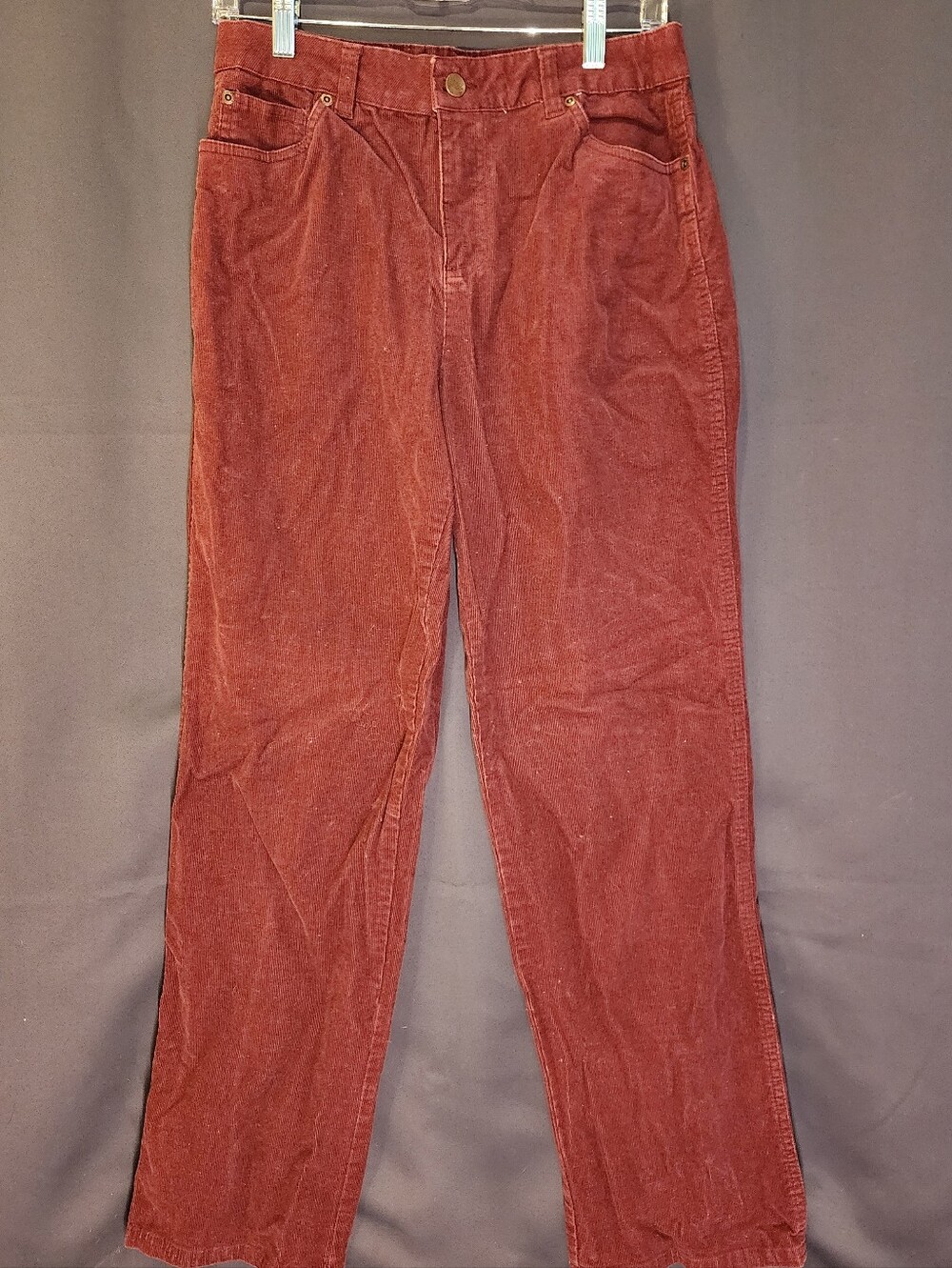 Basic Editions Straight Leg Corduroy Jeans in Burgundy
